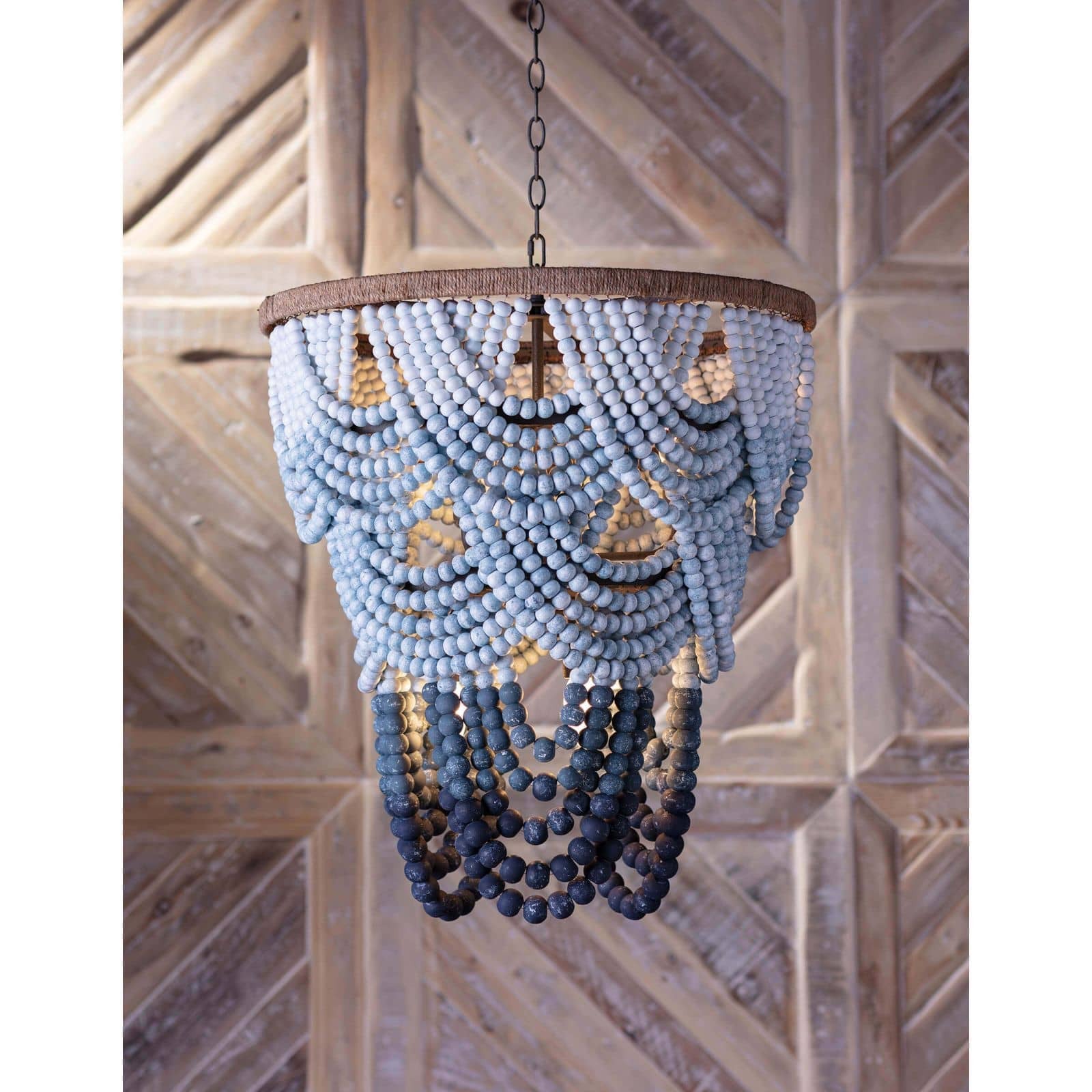 Coastal Living Ombre Wood Bead Chandelier