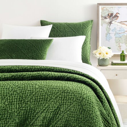 Green velvet  pillow sham