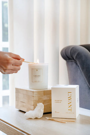 L'AVANT Luxury plant based fresh linen white candle