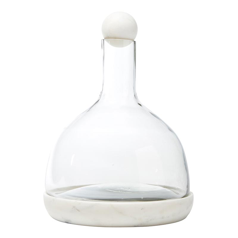 White Marble and Glass Wine Decanter