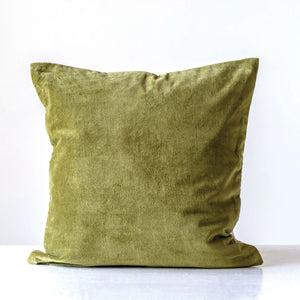 Green Velvet Pillow with Linen Back
