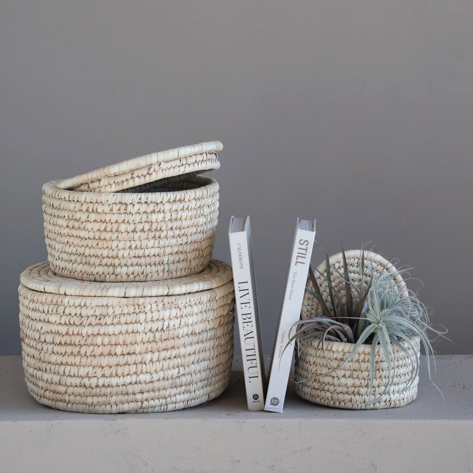 wicker basket with lid