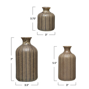 Embossed Stoneware Vase Collection