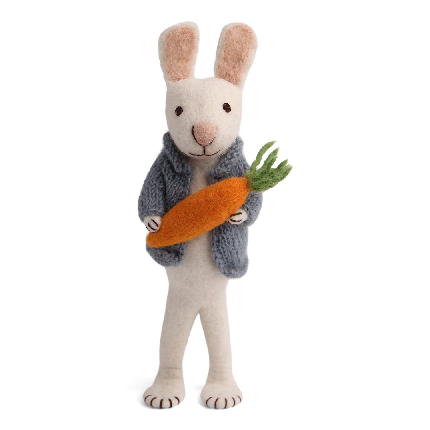 White Bunny with Blue Jacket and Carrot