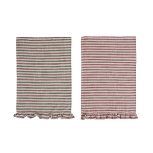 holiday striped red and green kitchen towel
