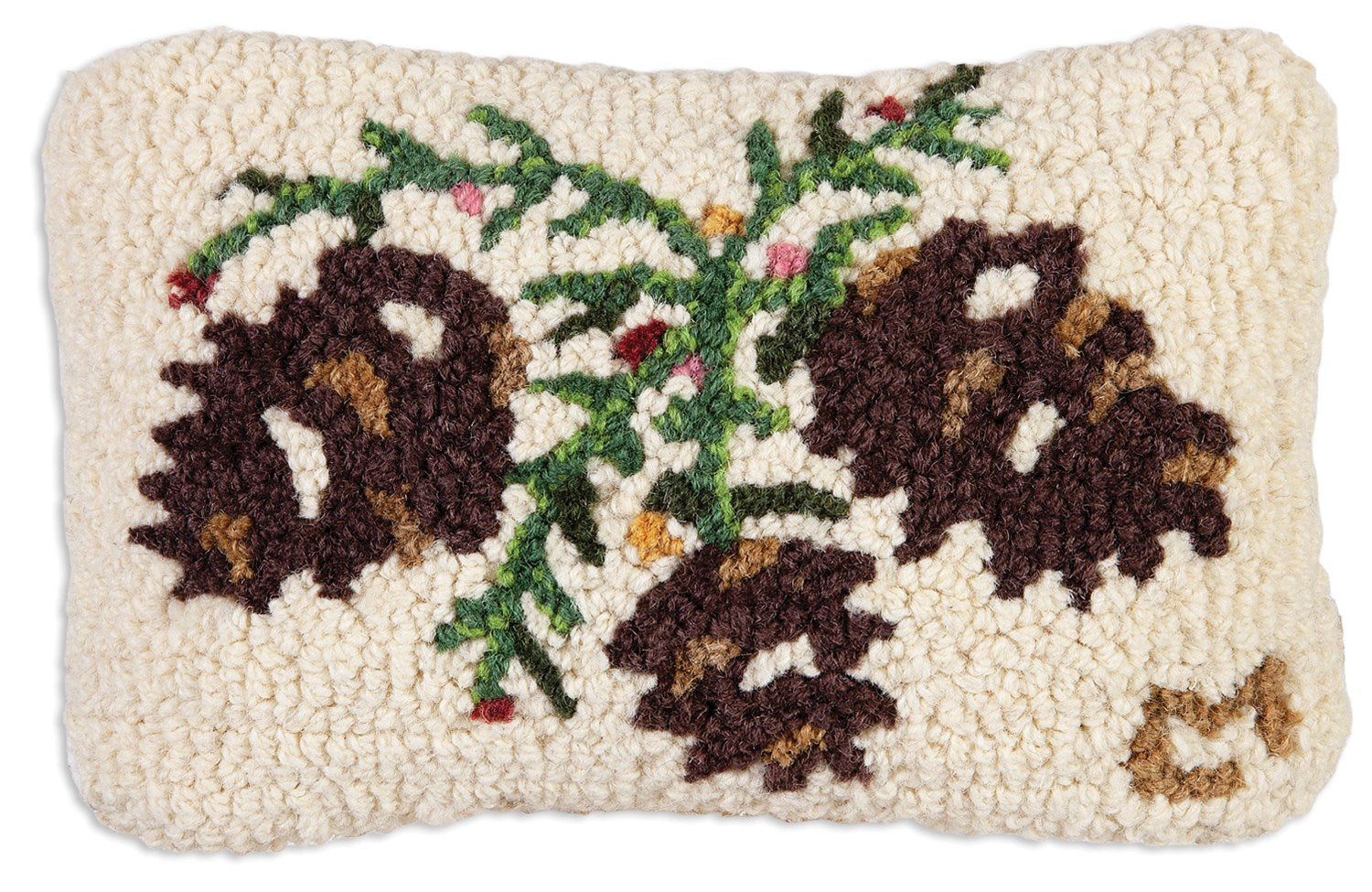 Winterberry Cones Wool Pillow